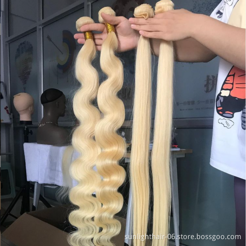 Russian Blonde color 613# Curly Price Human Hair Deep Curly Hair Bundles Wholesale Cuticle Aligned Virgin Human Hair Weft